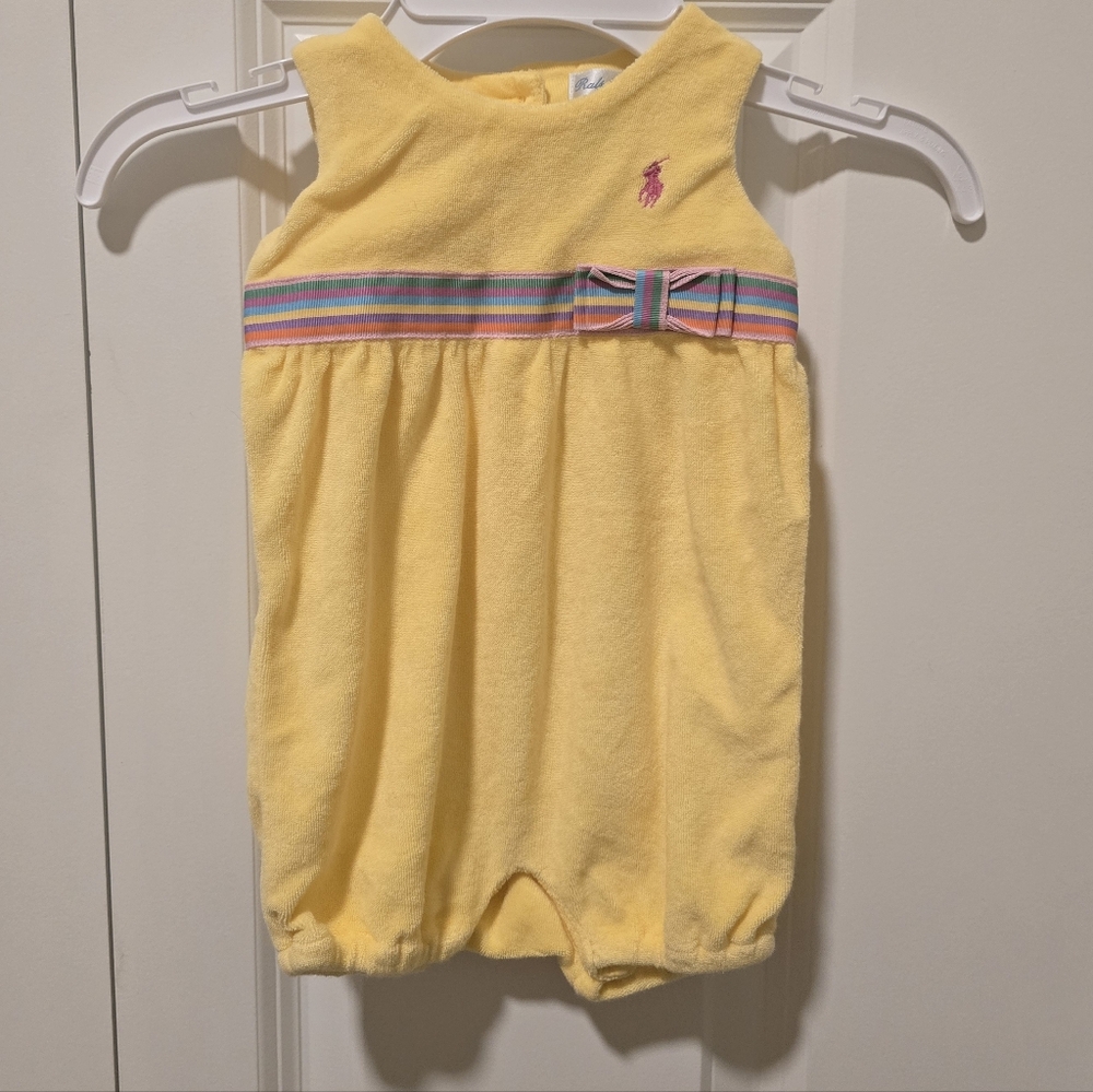 Ralph Lauren Yellow Baby Outfit with Pink Logo